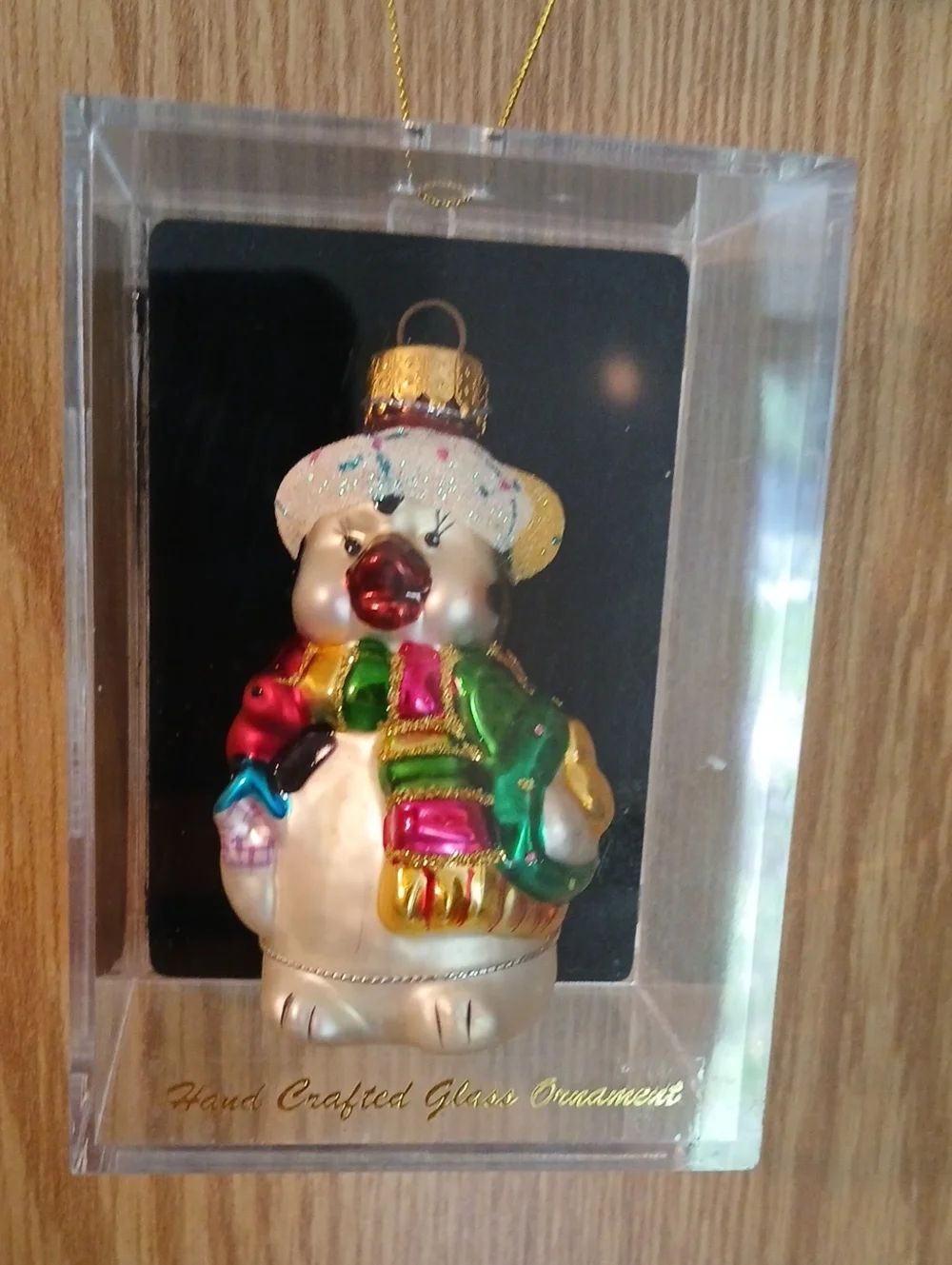 Target Multicolor Glass Penquin Ornament with Christmas Hat Vintage 2004